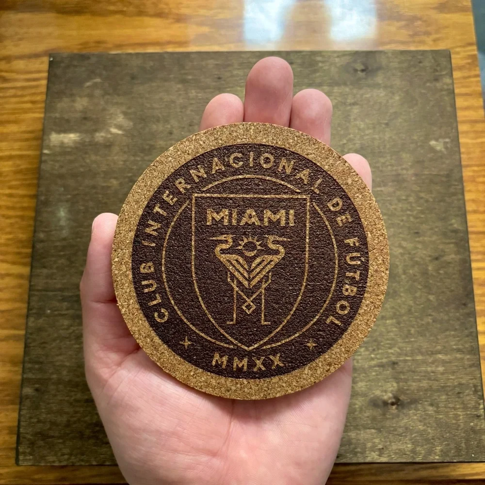 Inter Miami CF Logo Laser Engraved Cork Coaster